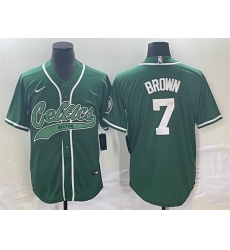Men Boston Celtics 7 Jaylen Brown Green Stitched Baseball Jersey
