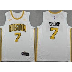 Men Boston Celtics 7 Jaylen Brown White 2025 26 City Edition Stitched Basketball Jersey