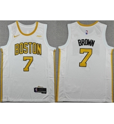 Men Boston Celtics 7 Jaylen Brown White 2025 26 City Edition Stitched Basketball Jersey