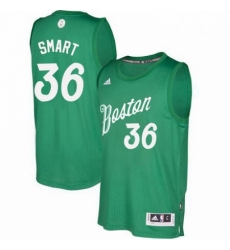 Mens Adidas Boston Celtics 36 Marcus Smart Authentic Green 2016 2017 Christmas Day NBA Jersey