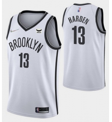 Men Brooklyn Nets 13 James Harden White 75th Anniversary Association Edition Stitched NBA Jersey