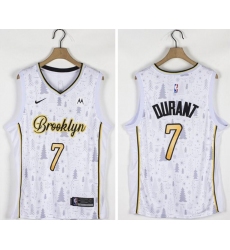 Men Nets 7 Kevin Durant White Nike Christmas Edition Swingman Jersey