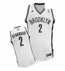Mens Adidas Brooklyn Nets 2 Nik Stauskas Swingman White Home NBA Jersey 
