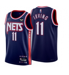 Men's Brooklyn Nets #11 Kyrie Irving 2021 22 Navy Swingman City Edition 75th Anniversary Stitched Basketball Jersey