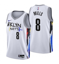 Men's Brooklyn Nets #8 Patty Mills 2022-23 White City Edition Stitched Basketball Jersey