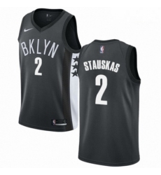 Mens Nike Brooklyn Nets 2 Nik Stauskas Swingman Gray NBA Jersey Statement Edition 