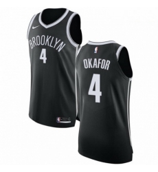 Mens Nike Brooklyn Nets 4 Jahlil Okafor Authentic Black Road NBA Jersey Icon Edition 