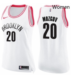 Womens Nike Brooklyn Nets 20 Timofey Mozgov Swingman WhitePink Fashion NBA Jersey