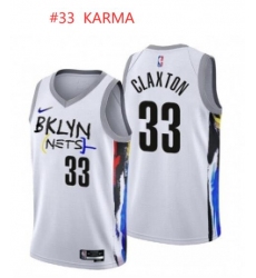Toddler Brooklyn Nets #33 Karma Customized White Jersey