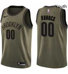 Youth Nike Brooklyn Nets 00 Rodions Kurucs Swingman Green Salute to Service NBA Jersey 