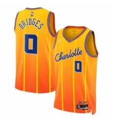 Men Charlotte Hornets 0 Miles Bridges Orange 2025 26 City Edition Stitched Basketball Jersey