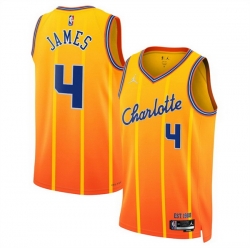 Men Charlotte Hornets 4 Sion James Orange 2025 26 City Edition Stitched Basketball Jersey