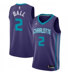 Men Nike Charlotte Hornets 2 LaMelo Ball Purple NBA Jordan Swingman Statement Edition Jersey