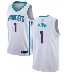 Men White Malik Monk Men Jersey #1 Authentic Charlotte Hornets Basketball Association Edition