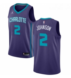 Womens Nike Jordan Charlotte Hornets 2 Larry Johnson Authentic Purple NBA Jersey Statement Edition