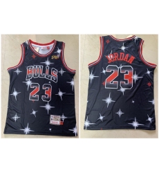 Bulls 23 Michael Jordan Black 1997 NBA Finals Patch Star Hardwood Classics Jersey