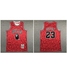 Bulls Bape 23 Michael Jordan Red 1996 97 Hardwood Classics Jersey
