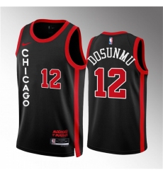 Men Chicago Bulls 12 Ayo Dosunmu Black 2023 24 City Edition Stitched Basketball Jersey