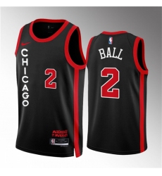 Men Chicago Bulls 2 Lonzo Ball Black 2023 24 City Edition Stitched Basketball Jersey