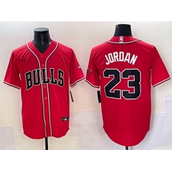 Men Chicago Bulls 23 Michael Jordan Red Cool Base Stitched Baseball Jersey