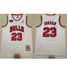 Men Chicago Bulls 23 Michael Jordan White 1997 98 Throwback Stitched Jersey