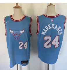 Men Chicago Bulls 24 Laur Markkanen Blue Nike City Edition Swingman Jersey