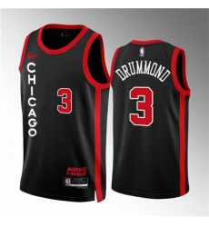 Men Chicago Bulls 3 Andre Drummond Black 2023 24 City Edition Stitched Basketball Jersey