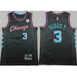 Men Chicago Bulls 3 Josh Giddey Black 2025 26 City Edition Stitched Basketball Jersey