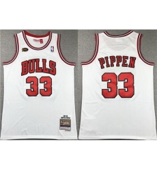 Men Chicago Bulls 33 Scottie Pippen White 1997 98 Stitched Basketball Jersey