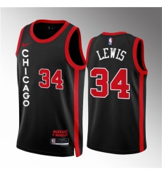 Men Chicago Bulls 34 Justin Lewis Black 2023 24 City Edition Stitched Basketball Jersey