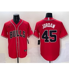 Men Chicago Bulls 45 Michael Jordan Red Cool Base Stitched Baseball Jersey Men Chicago Bulls 45 Michael Jordan Red Cool Base Stitched Baseball Jersey