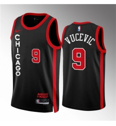 Men Chicago Bulls 9 Nikola Vucevic Black 2023 24 City Edition Stitched Basketball Jersey