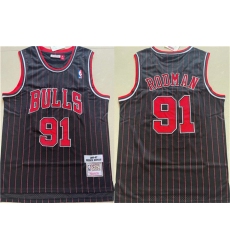 Men Chicago Bulls 91 Dennis Rodman Black 1996 97 Throwback Stitched Jersey