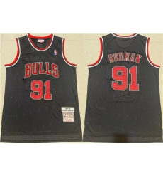 Men Chicago Bulls 91 Dennis Rodman Black 1997 98 Throwback Stitched Jersey