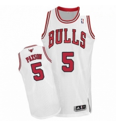 Mens Adidas Chicago Bulls 5 John Paxson Authentic White Home NBA Jersey 