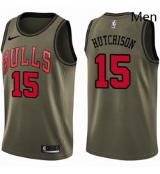 Mens Nike Chicago Bulls 15 Chandler Hutchison Swingman Green Salute to Service NBA Jersey 