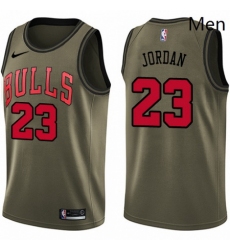 Mens Nike Chicago Bulls 23 Michael Jordan Swingman Green Salute to Service NBA Jersey