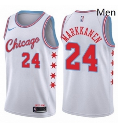 Mens Nike Chicago Bulls 24 Lauri Markkanen Authentic White NBA Jersey City Edition