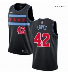 Mens Nike Chicago Bulls 42 Robin Lopez Swingman Black NBA Jersey City Edition