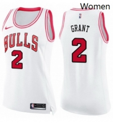 Womens Nike Chicago Bulls 2 Jerian Grant Swingman WhitePink Fashion NBA Jersey