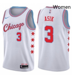 Womens Nike Chicago Bulls 3 Omer Asik Swingman White NBA Jersey City Edition 