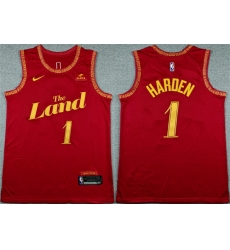 Men Cleveland Cavaliers  1 James Harden Wine 2023 24 City Edition Stitched Jersey