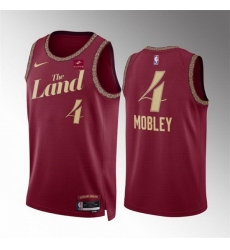 Men Cleveland Cavaliers 4 Evan Mobley Wine 2023 24 City Edition Stitched Jersey