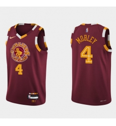 Men Cleveland Cavaliers 4 Evan Mobley Wine Red 2021 2022 75th Anniversary City Edition Swingman Stitched Jersey