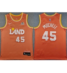 Men Cleveland Cavaliers 45 Donovan Mitchell Orange 2025 City Edition Stitched Jersey