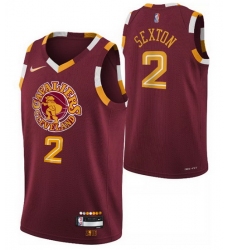 Men's Cleveland Cavaliers #2 Collin Sexton Red 2021 2022 75th Anniversary City Edition Swingman Stitched Jersey