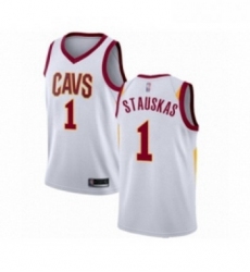 Womens Cleveland Cavaliers 1 Nik Stauskas Authentic White Basketball Jersey Association Edition 