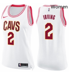 Womens Nike Cleveland Cavaliers 2 Kyrie Irving Swingman WhitePink Fashion NBA Jersey