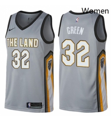 Womens Nike Cleveland Cavaliers 32 Jeff Green Swingman Gray NBA Jersey City Edition 