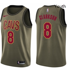 Youth Nike Cleveland Cavaliers 8 Jordan Clarkson Swingman Green Salute to Service NBA Jersey 